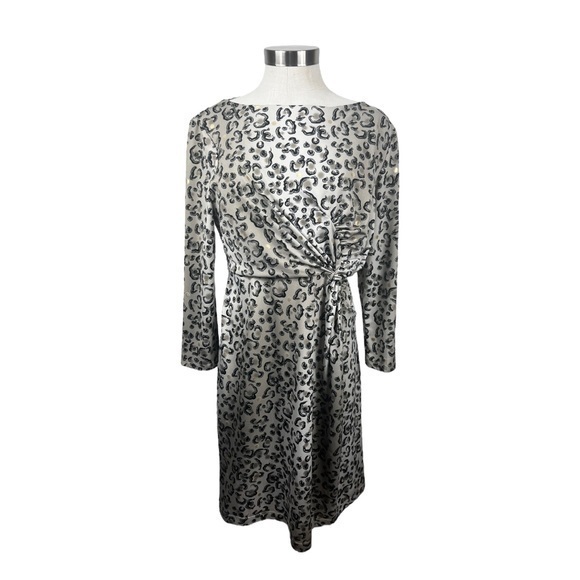 Tracy Negoshian Tan, Black, & Gold‎ Long Pint Long Sleeve Dress Size Medium - Picture 1 of 7